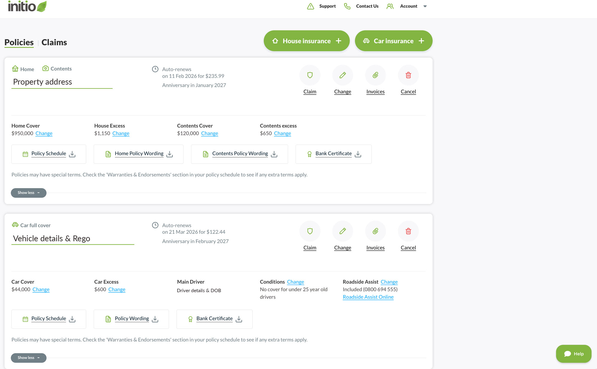 an example of the initio dashboard.